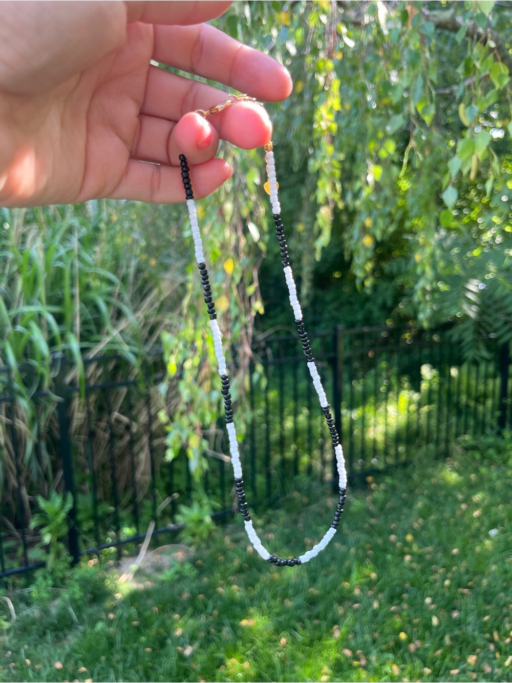 Black & White Beaded Necklace - Minimalist Women's Jewelry